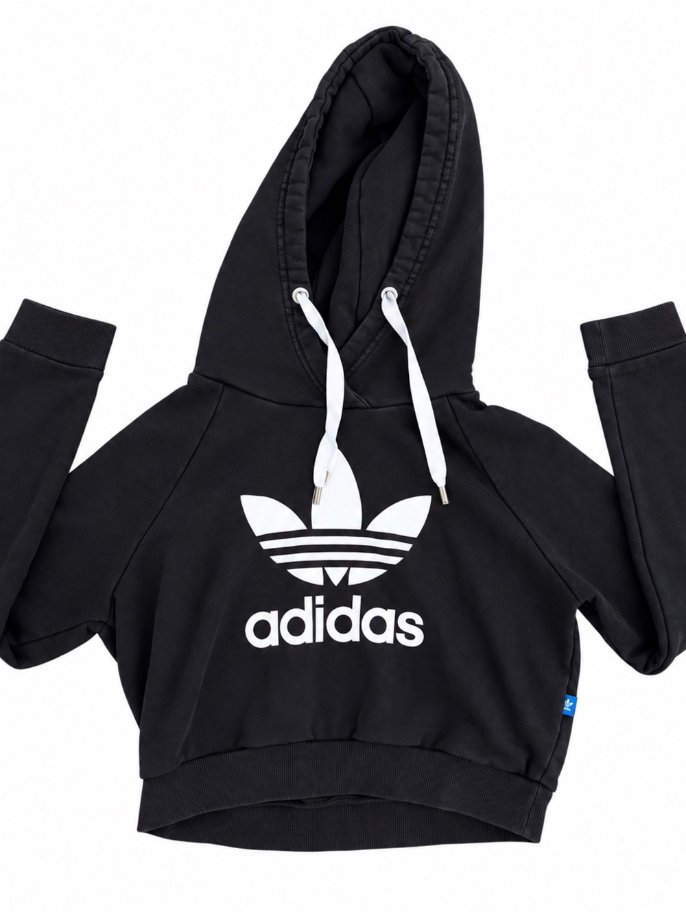 ADIDAS Black Hoodie with White Trefoil Logo